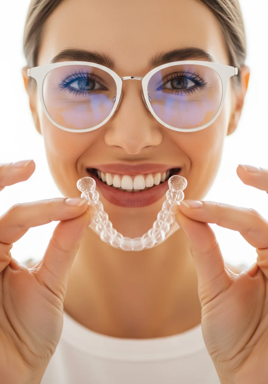 Jugendlicher mit Aligner-Schiene